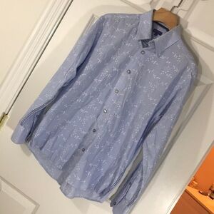 Blue cotton embroidered shirt
